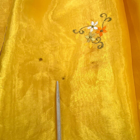 Unbranded Women's Yellow Korean Hanbok Dress Embroidered Floral 2-pc Set Sz L