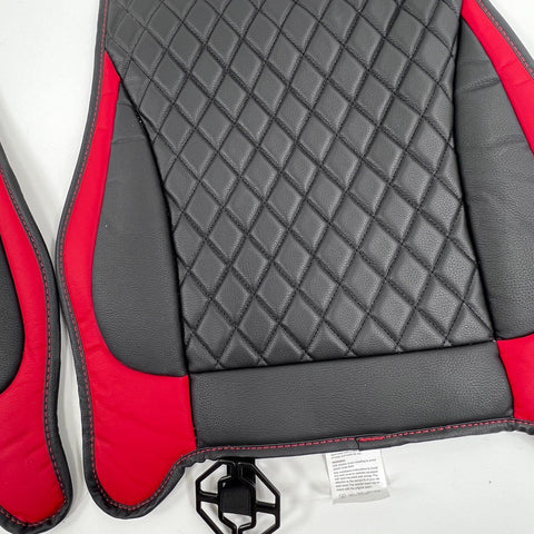 BMW 7-Piece Car Interior Accessory Set Diamond Quilt Black Red Steering Wheel