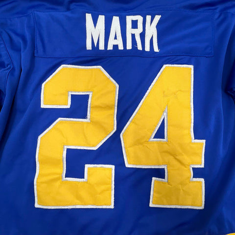 Minnesota Fighting Saints WHA Throwback Hockey Jersey Men's Blue MARK 24 Size XL