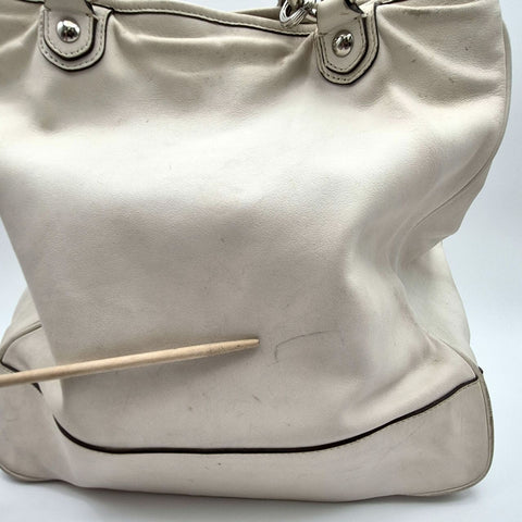Coach Off-White Leather 2012 Audrey Satchel Tote Bag Silver Hardware 17924