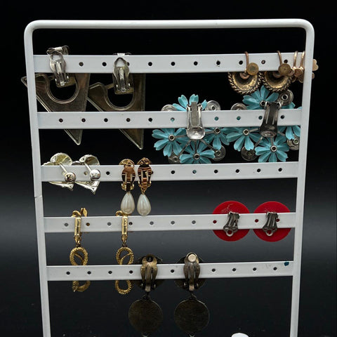 Vintage Clip On Earrings Lot Mid-Century to 80s Costume Jewelry Enamel 18 Pairs