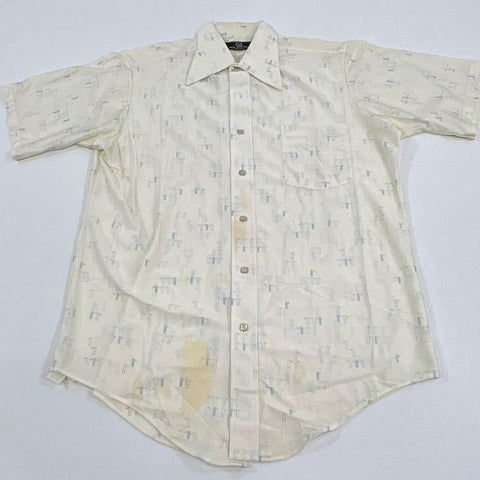 Vintage Men's Van Heusen Van Q Ivory Button Up Collared Shirt - Size Medium?