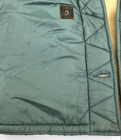 Vintage Military Green Sherpa Lined Quilted Bomber Jacket Liner Men's Small