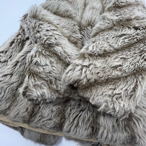 Vintage 80s Blair Gray Taupe Shag Faux Fur Teddy Coat Jacket Women's