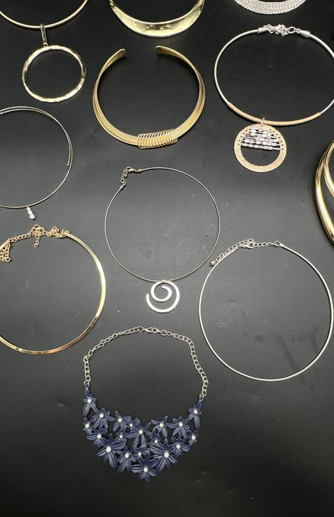 Vintage to Modern Mixed Costume Jewelry Lot 1.25 Lbs Collar Choker Necklaces