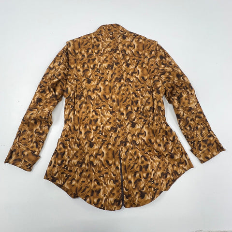 Beau Hunter Brown Abstract Animal Print Utility Safari Jacket Women's L