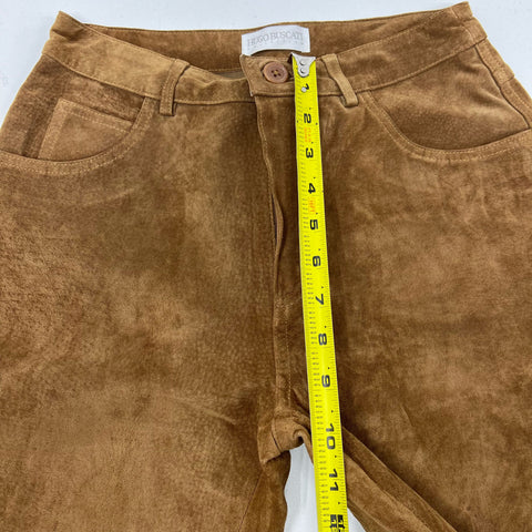 Hugo Buscati Brown Vintage Y2K Suede Leather High Rise Straight Pants Women's 4