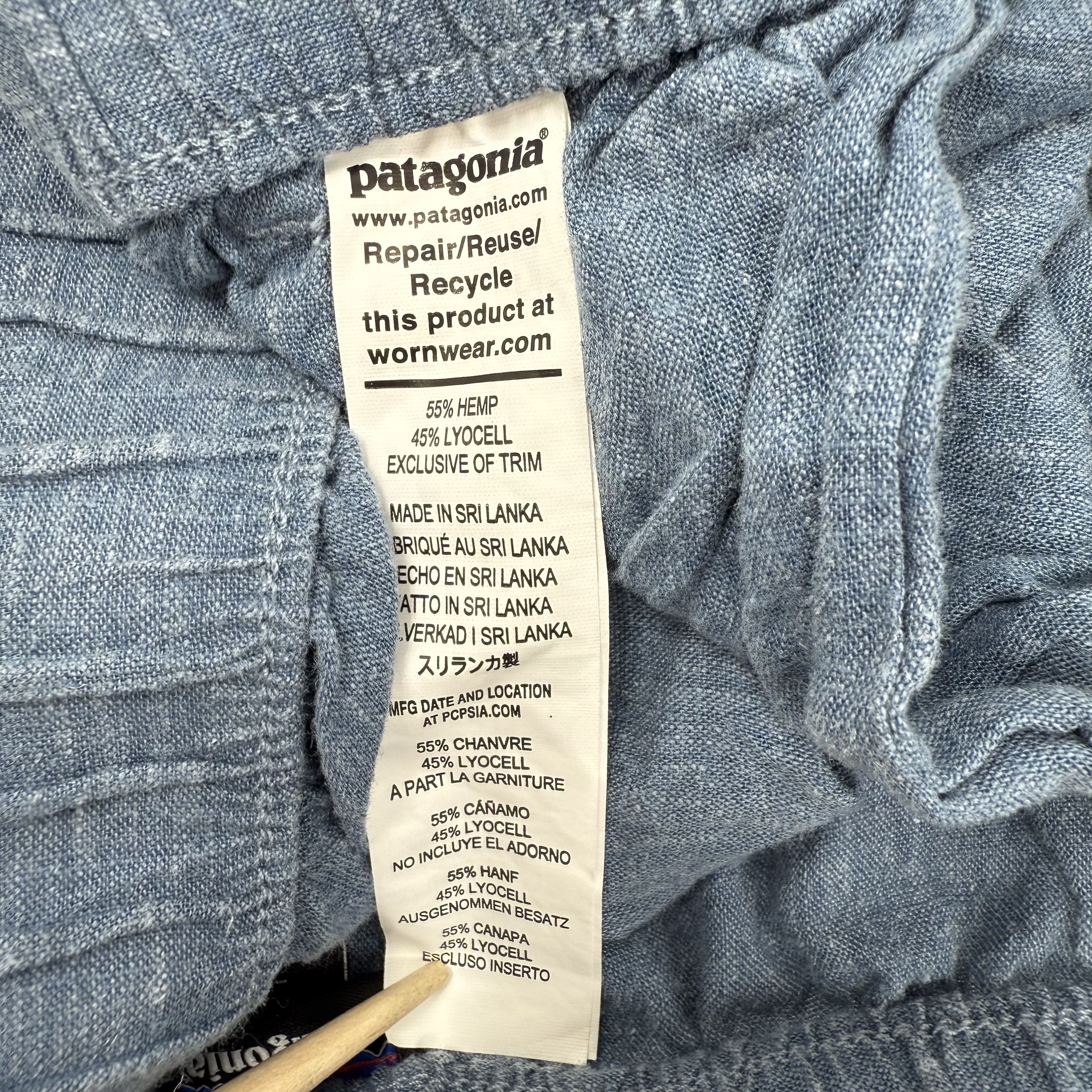 Patagonia Blue Chambray Hazy Dazy Hemp Blend Pull On Shorts Women's M