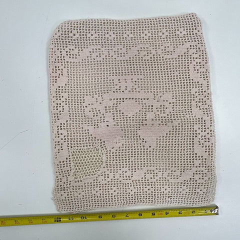 Vintage Lot of 3 Handmade Crochet Lace Pieces Filet Crochet Bag Doilies