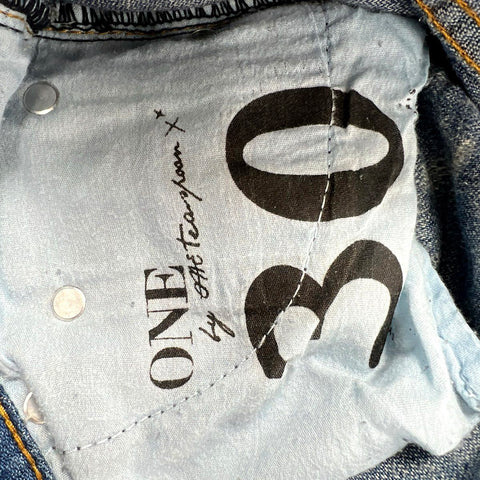One Teaspoon Women's Trashed Free Birds Skinny Jeans Cobain Blue Sz 30 NWT