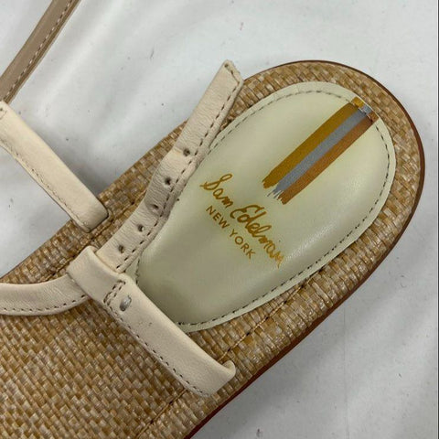 Sam Edelman Gigi Signet Ivory Leather T-Strap Thong Sandals Women's Size 10 M