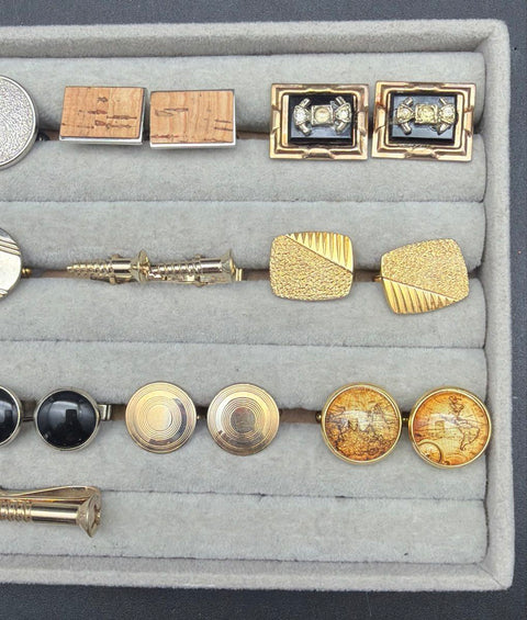 Vintage to Modern Men's Cufflinks Lot 13 Pairs Motorcycle Tiger's Eye Art Deco