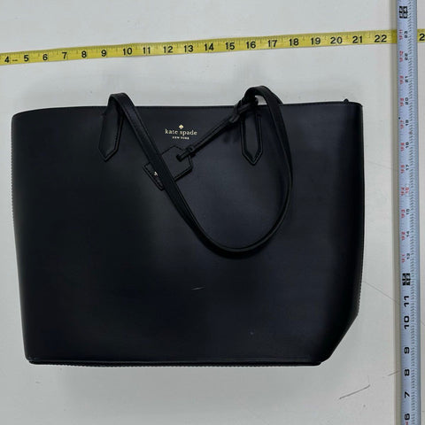 Kate Spade New York Black Smooth Leather Large Tote Shoulder Bag
