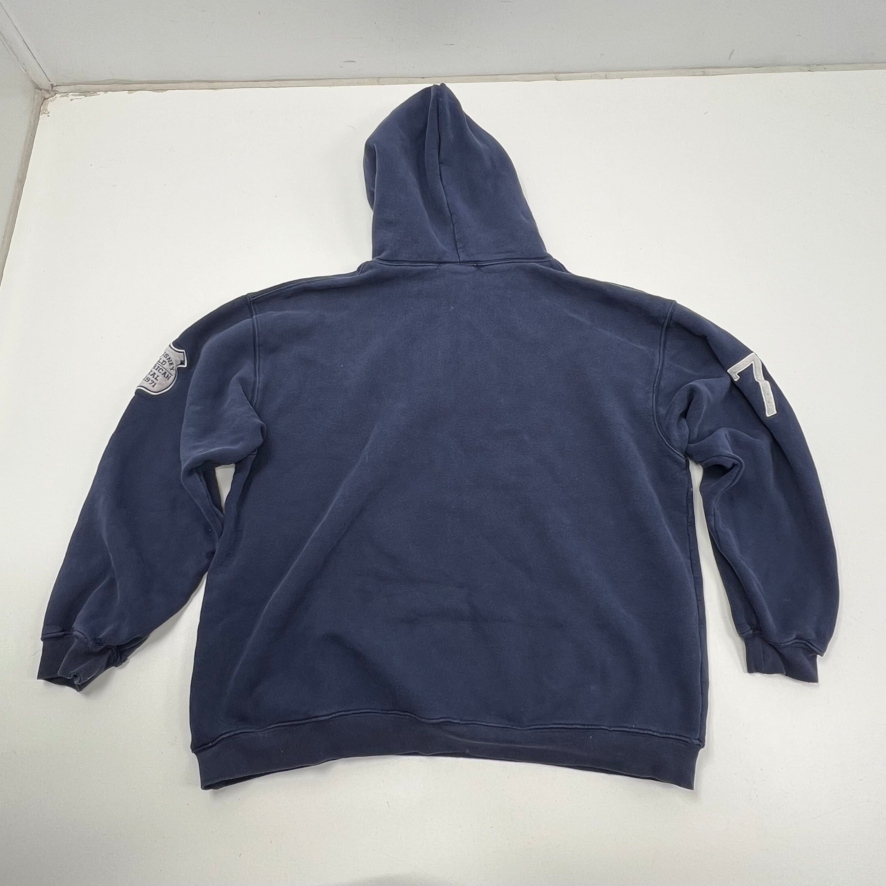 Vintage Y2K Walt Disney World Blue Embroidered WDW American Flag Hoodie Mens XL