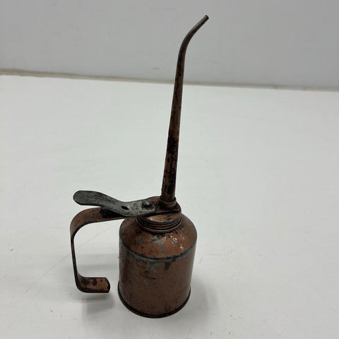 Vintage GOLDENROD Metal Pump Oil Can Thumb Oiler USA Made Rustic Industrial