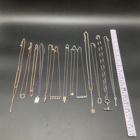 Bomb Party Fashion Jewelry Lot of 13 Necklaces Silver Gold Rose Gold Tone Mixed