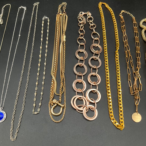 Fashion Jewelry Lot 12 Necklaces Gold Silver Tone Statement Heart Butterfly