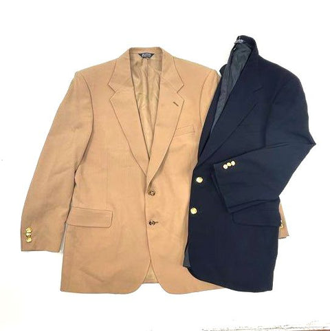 Lot of 2 Vintage Kuppenheimer Men's Suit Jackets Tan & Navy Blazer Sport Coat