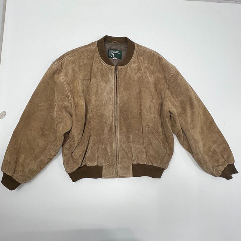 Vintage 80s Hammacher Schlemmer Suede Leather Bomber Jacket Made in USA Sz M