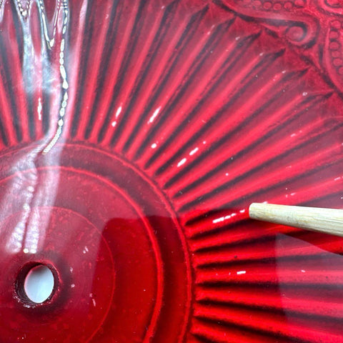 Pressed Glass Ruby Red Sunburst Pattern Plates Set 3 for Tiered Stand Vintage