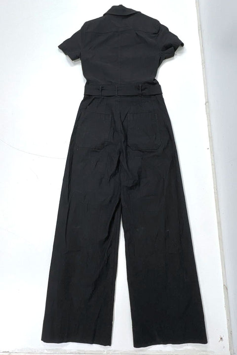 Maeve The Colette Black Zip Front Wide Leg Cropped Jumpsuit Women's 6