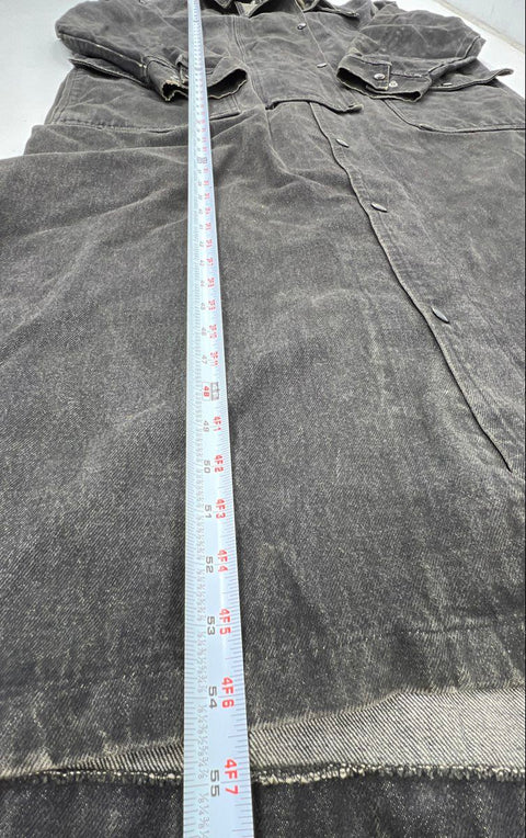 Vintage 90s Saddlesmith Outfitters Black Denim Snap Duster Coat Sz XL