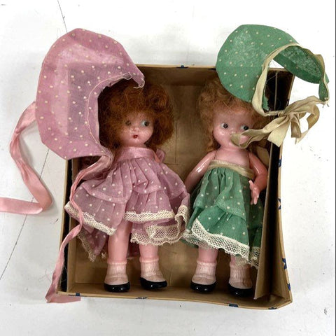 Vintage 50s Hollywood Doll Twin Dolls Sleepy Eyes Hard Plastic w/ Original Box