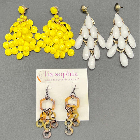 Costume Jewelry Earring Lot of 10 Chunky Dangle Hoop Colorful Lia Sophia