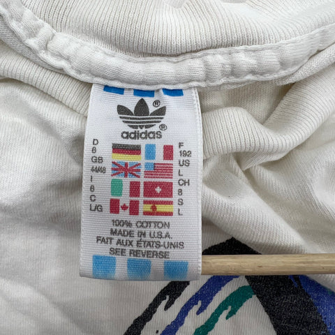 Vintage 90s Adidas Trefoil Big Logo T-Shirt Single Stitch Made USA Sz L