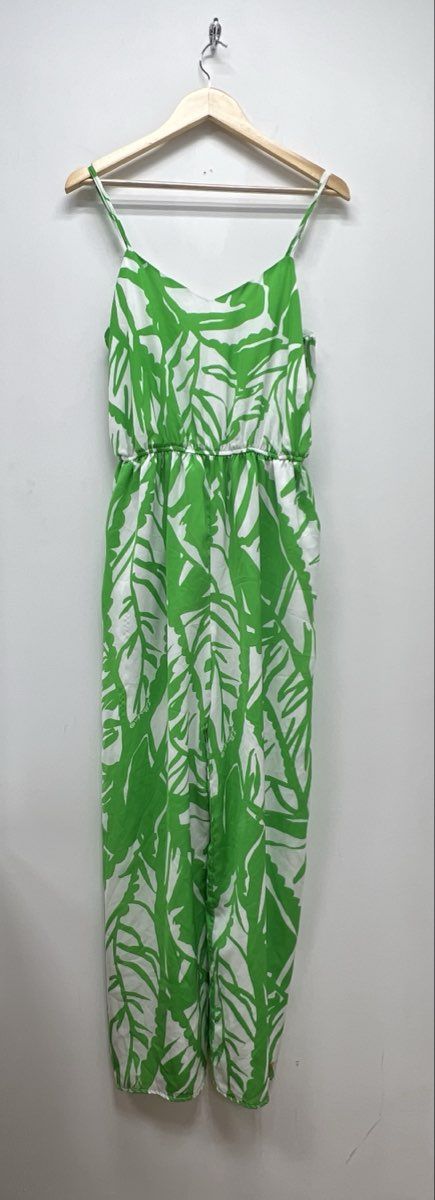 Lilly Pulitzer Target Women's Green White Palm Leaf Print Wide Leg Jumpsuit Sz M