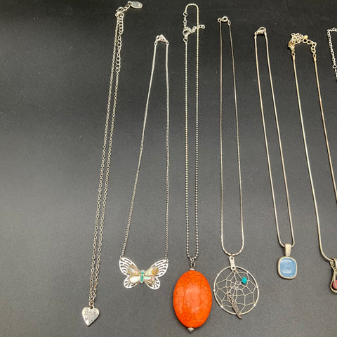 Fashion Costume Jewelry Lot of 12 Necklaces Heart Butterfly Dreamcatcher