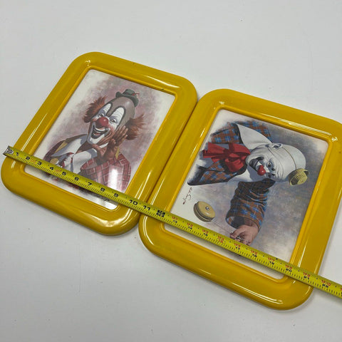 Vintage 70s Arthur Sarnoff Clown Prints Set of 2 Wall Art Yo-Yo Waving