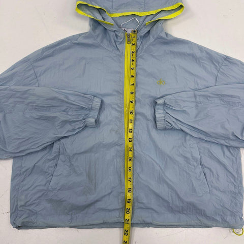 Alo Women's Blue Yellow Full Zip Hooded Cropped Windbreaker Jacket Size OS