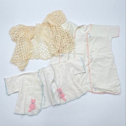 Vintage 50s 60s Baby Clothes Lot Crochet Cardigans Bonnets Cotton Gowns 1lb