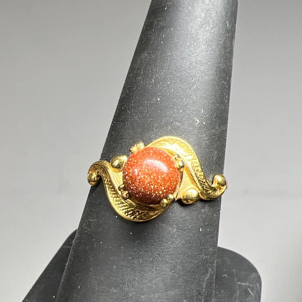 Gold Plate Goldstone Ring Size 7 2g