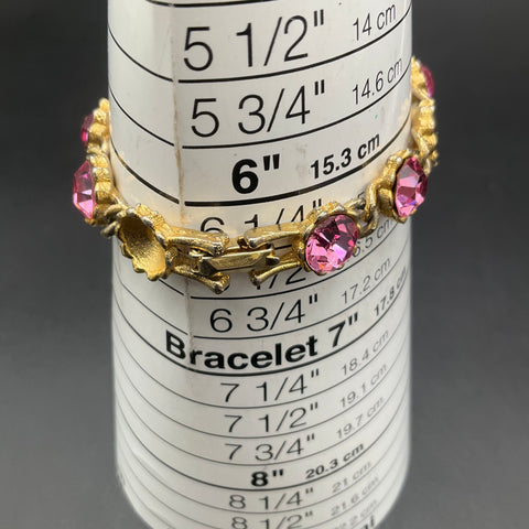 Vintage Lisner & Weiss Pink Rhinestone Bracelets Mid-Century Jewelry Lot of 2