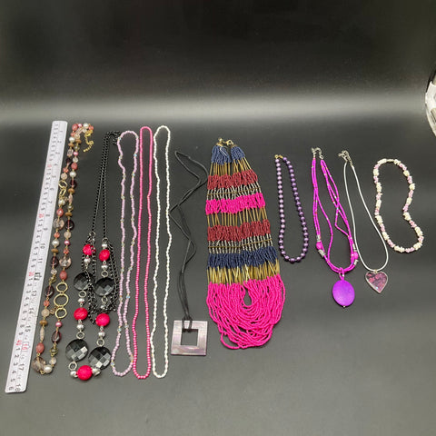Vintage to Modern Costume Jewelry Necklace Lot of 10 Beaded Faux Pearl Statement