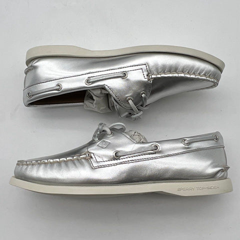 Sperry Authentic Original 2-Eye Metallic Silver Women's Boat Shoes Size 7.5 DS