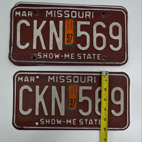 1997 Missouri License Plate Lot of 4 Two Matched Pairs Vintage Show-Me State