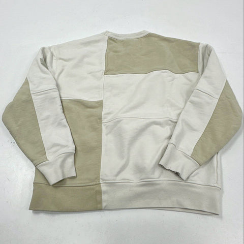 Frame Men's Colorblock Sweatshirt Milk Beige Patchwork Cotton Crewneck Sz XS