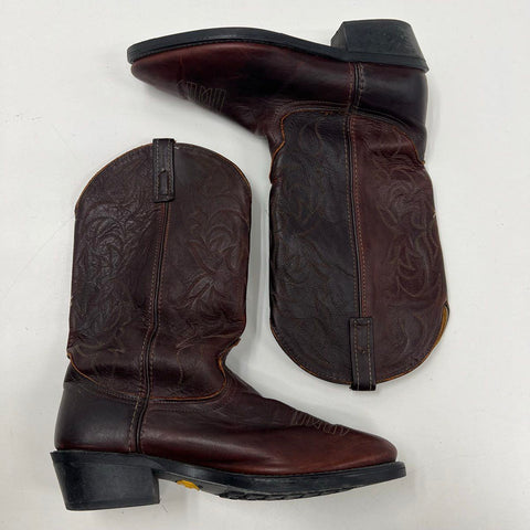 Justin 68521 Brown Leather Western Cowboy Boots Vibram Sole USA Made Size 11 EW