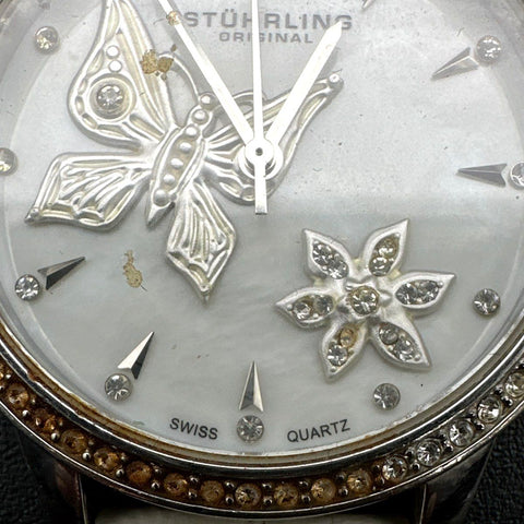 Stuhrling Original Women's Swiss Quartz Watch Mother of Pearl Butterfly Box