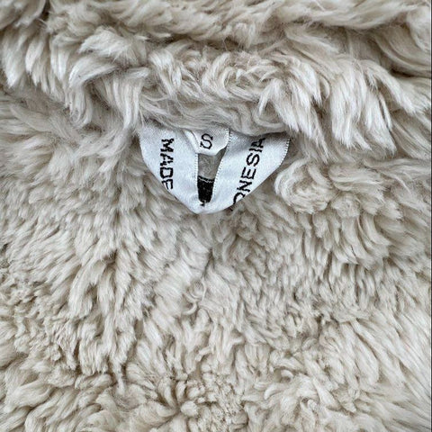 Vintage 90s Words Women's Tan Hooded Leather Suede Faux Fur Lined Coat Sz S