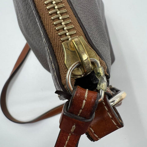 Dooney & Bourke Taupe Pebbled Leather Tassel Crossbody Bag Gold Hardware