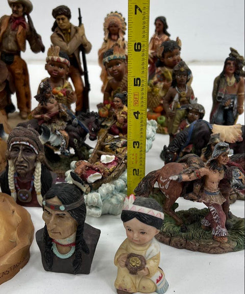 Vintage Lot Castagna Resin Figurines Native American Western Cowboy 1990s