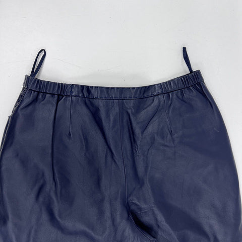 Terry Lewis Women's Navy Blue Genuine Leather Straight Leg Pants Size 18
