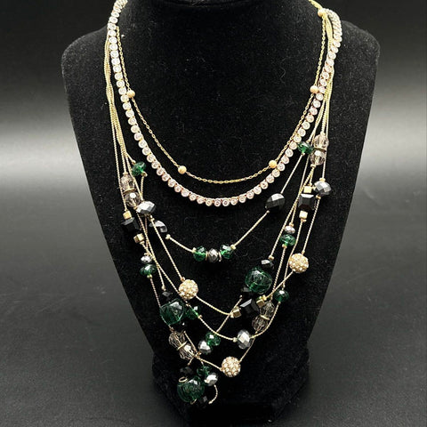Modern Costume Jewelry Lot of 2 Statement Necklaces Faux Pearl Faceted Beads