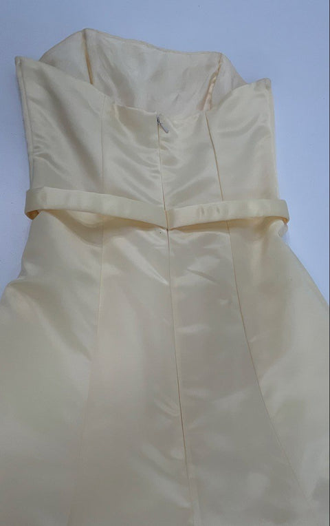 Vintage 90s Jessica McClintock for Gunne Sax Strapless Formal Gown Yellow Sz 3/4