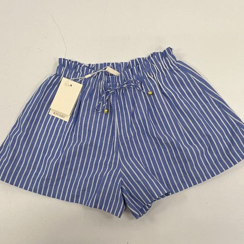 Kivari NWT Elara Ocean Stripe Cotton Linen Paperbag Shorts Women's S/8