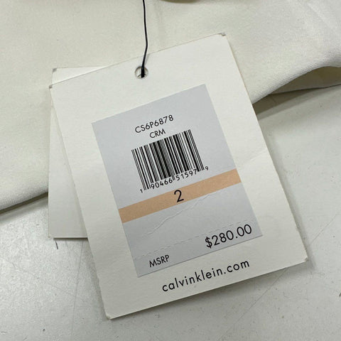 Calvin Klein Women's Cream Single Button Blazer Jacket Gold Hardware Sz 2 NWT